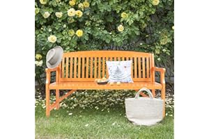 FURNDOOR Outdoor Wood Bench Patio Benches - 3 Person Wood Garden Bench Loveseats Outdoor Wood Bench Wooden Benches for Park, Porch,Yard, Orange