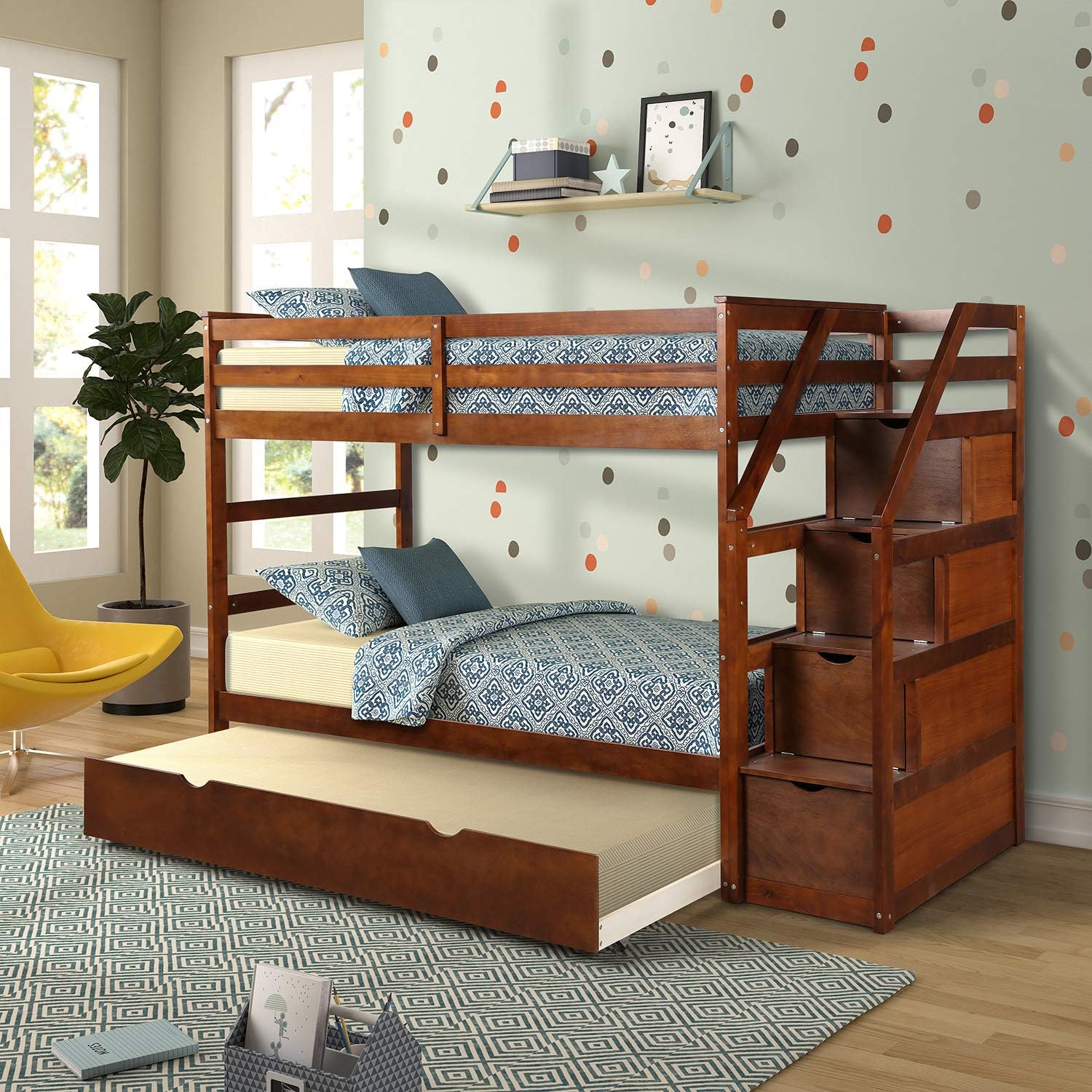 Amazon Com Bunk Bed Twin Over Twin Wood Twin Bunk Bed For Kids