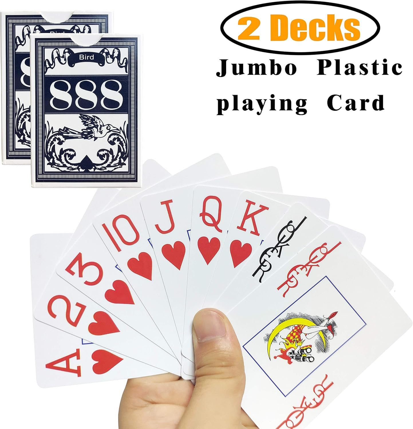 Amazon Com Neasyth Waterproof Plastic Playing Cards Jumbo Index For Texas Hold Em Blackjack Pinochle Euchre For Magic Props Pool Beach Water Games 2 Pcs Blue Sports Outdoors