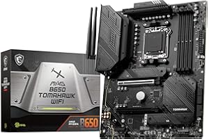 MSI MAG B650 Tomahawk WiFi Gaming Motherboard (AMD Ryzen 9000/8000/7000 Series Processors, AM5, DDR5, PCIe 4.0, M.2, SATA 6Gb/s, USB 3.2 Gen 2, HDMI/DP, Wi-Fi 6E, Bluetooth 5.3, 2.5Gbps LAN, ATX)