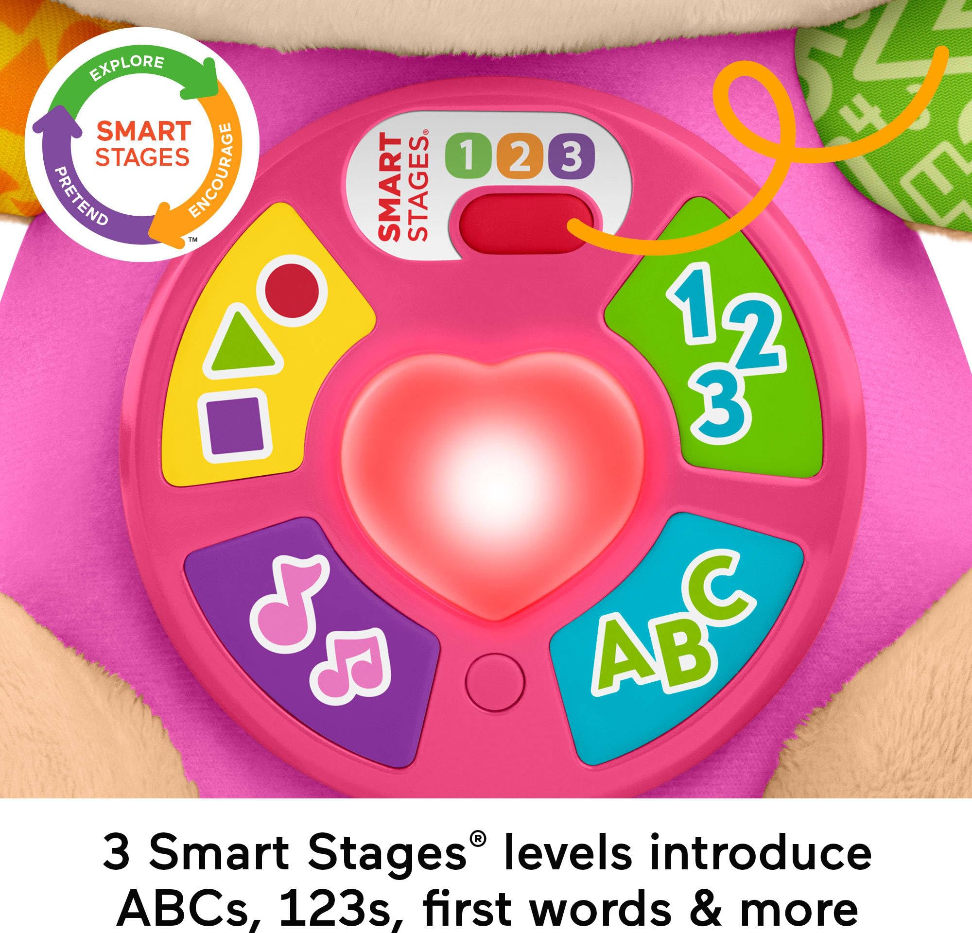 Fisher-Price Baby Toy Laugh & Learn Smart Stages Sis Musical Plush with Lights & Learning Songs for Infants Ages 6+ Months