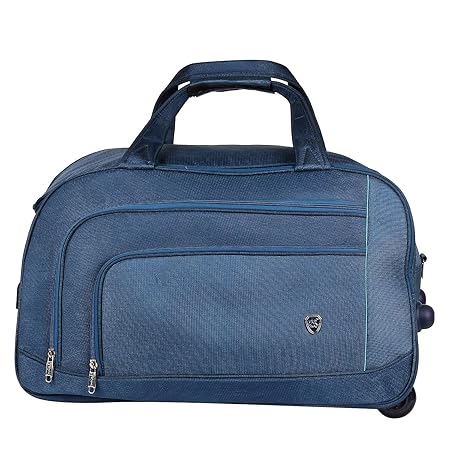 JR Bags Polyester Travel Duffle Check-in Trolley 56cms with Wheels Blue (Medium Size)