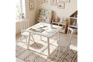 KOTEK Kids Table and Chair Set, Windsor Toddler Chair with Spindle Back & Pine Wood Legs, Round Edge Design, Home/Daycare Use