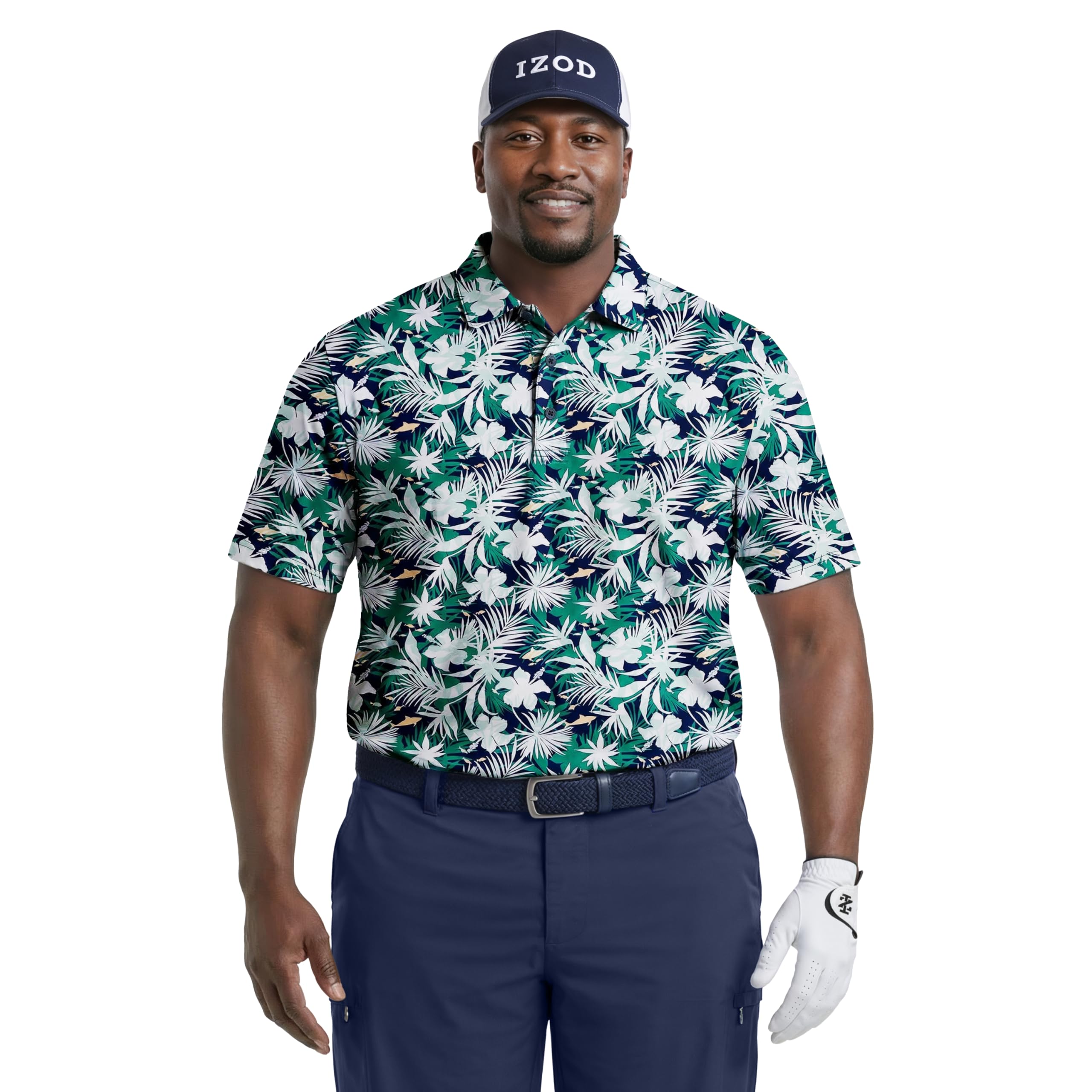 Izod Men's Big and Tall Swingflex Elite Short Sleeve Golf Polo, Fir, X-Large Tall Image