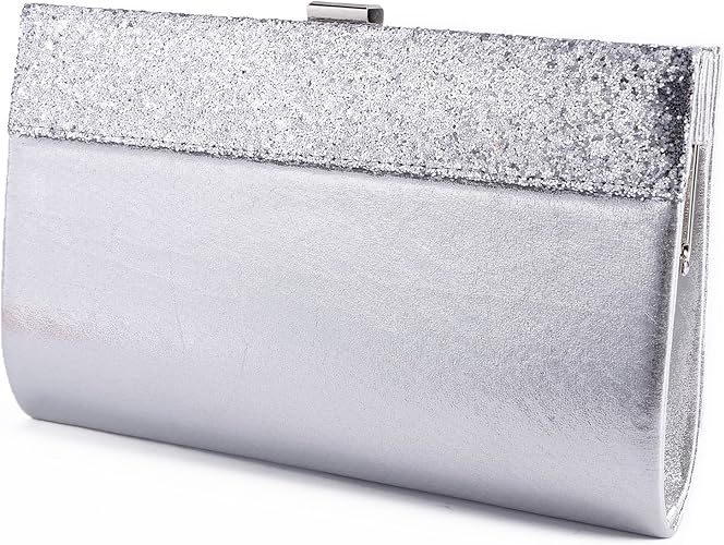 shiny silver clutch bag