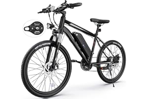 TotGuard Electric Bike, Electric Bike for Adults, 26" Ebike 500W Peak Motor, 19.8MPH Electric Mountain Bike with 374.4WH Removable Battery, Suspension Fork, 21 Speed Gears