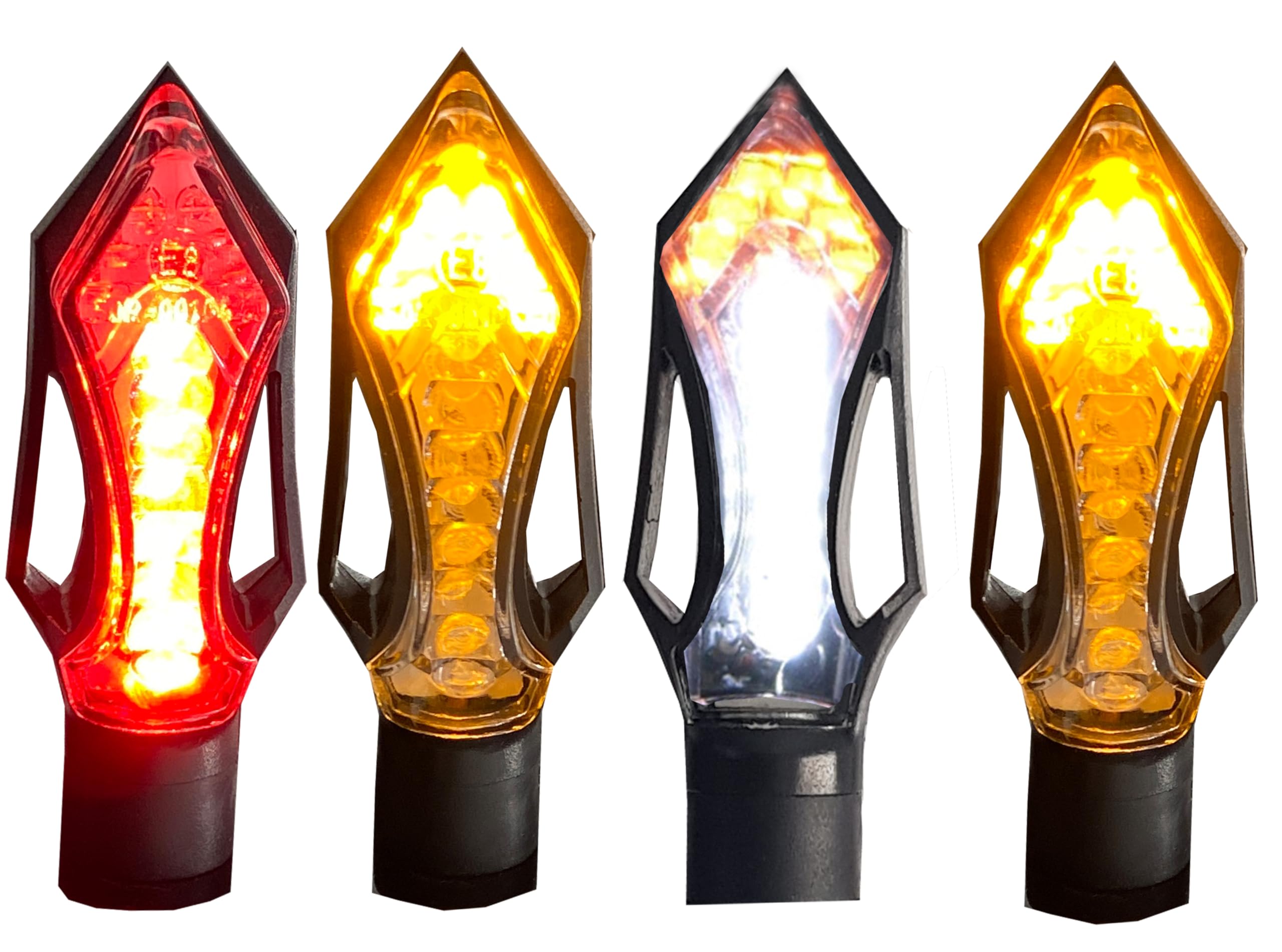 Alchemy Parts Set of 4 Motorbike LED Indicators FRONT AND REAR WITH Integrated Run/Stop/DRL Lights