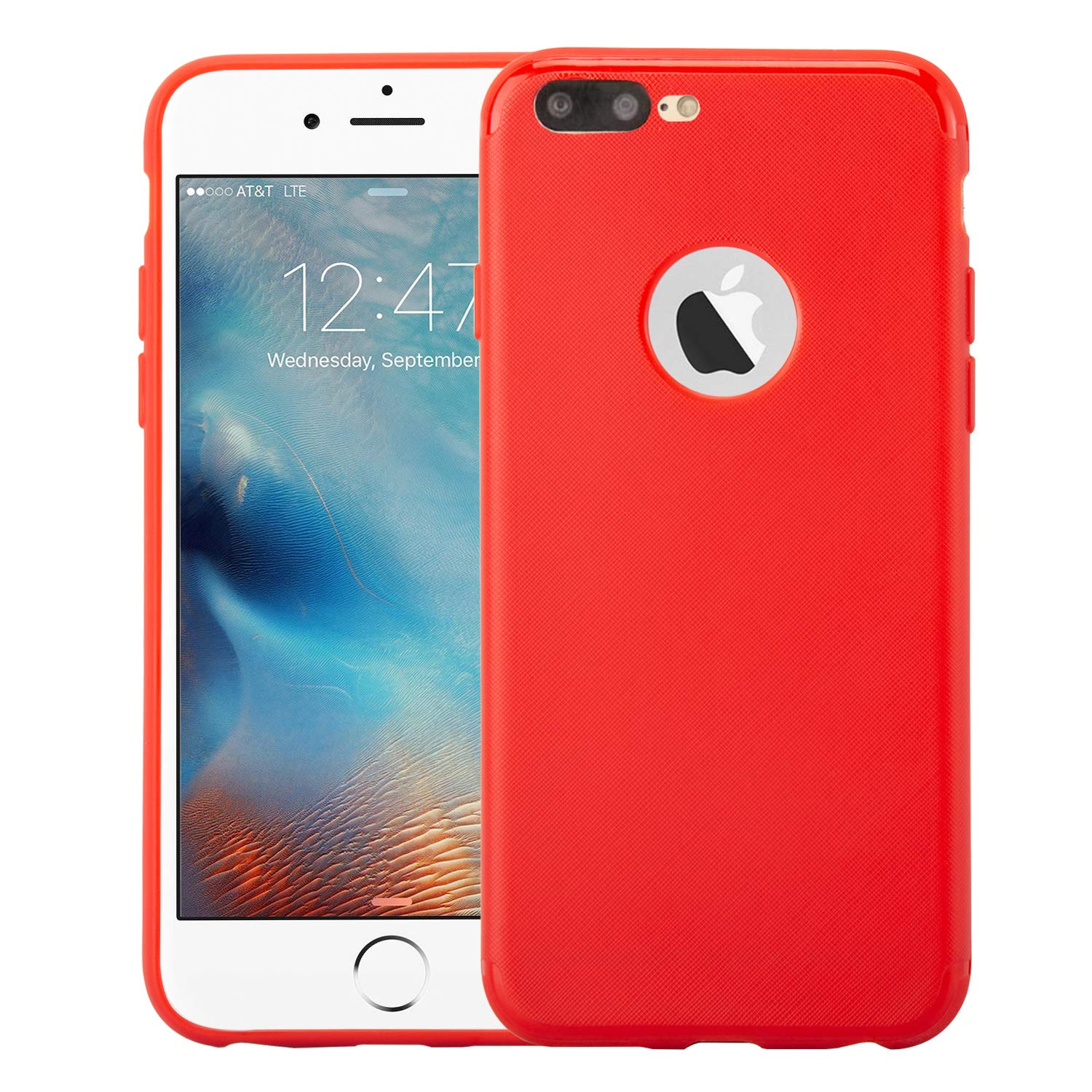 iPhone 7 Plus Case Rubber Ultra Thin Slim Shockproof Soft Cover Lightweight Rubber Case Apple iPhone 7 Plus - Red