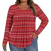 LONGYUAN Plus Size Womens Long Sleeve Tunic Tops 2025 Fall Winter Casual V-neck Top XL-5XL
