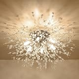 Rayofly Modern Crystal Chandelier Ceiling Light Gold 6 G9 Sockets Flush Mount