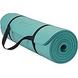 Gaiam Essentials Thick Yoga Mat Fitness & Exercise Mat with Easy-Cinch Yoga Mat Carrier Strap, 72"L x 24"W x 2/5 Inch Thick