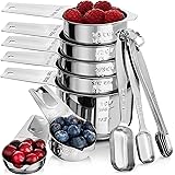 Stainless Steel Measuring Cups And Spoons Set - 13 Piece - Metal Kitchen Accessories For Cooking And Baking - Professional, D