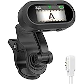 Sondery Clip On Tuner Rechargeable TFT Screen for Guitar Bass Ukulele and Wind Instruments, Headstock Chromatic Tuner Pitch 4
