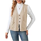 Verdusa Women's Sweater Vest Tops For Women Trendy Sleeveless Button Down Cardigan Outwear