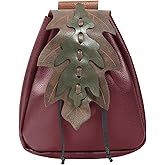 UJUROU Renaissance Belt Pouch Ren Faire Bag Leaf Purse Medieval Fanny Drawstring Waist Pack Fairy Costume Accessories