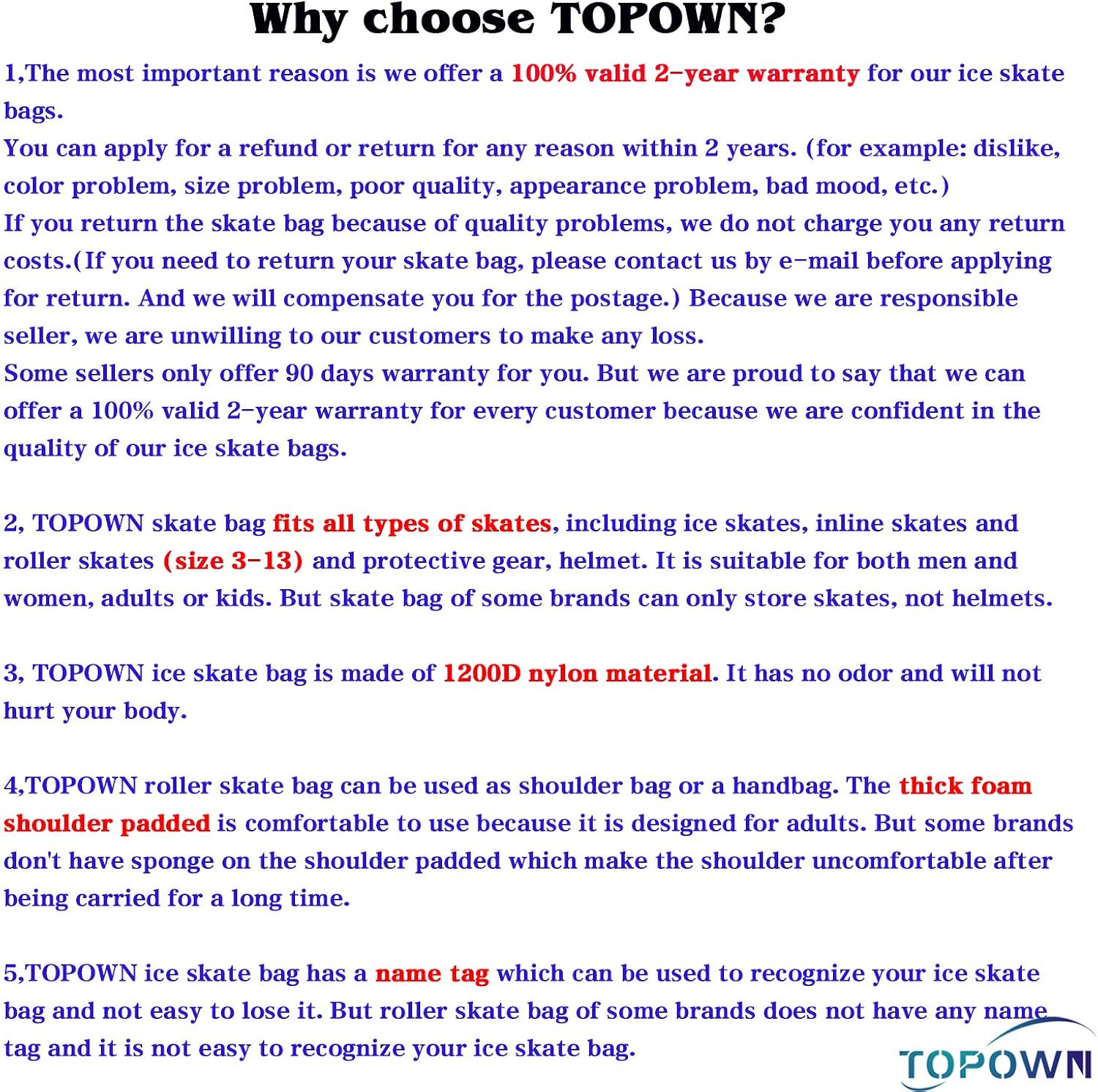 TOPOWN Ice Skate Bag Roller Skates Bag for Men Inline Skate Bag for Women Roller Skate Bag Premium Black Ice Skate Bag Rose Red Rollerblades Bag : Sports & Outdoors