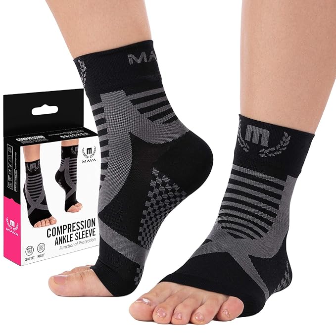 Mava Sports Ankle Brace Support Sleeve - Plantar Fasciitis Compression Socks, Relieve Achilles Tendonitis, Joint Pain, Sprained Ankle, Swelling - Faster Injury Recovery - for Walking, Running & Sport best plantar fasciitis remedies Mava Sports Ankle Brace Support Sleeve - Plantar Fasciitis Compression Socks, Relieve Achilles Tendonitis, Joint Pain, Sprained Ankle, Swelling - Faster Injury Recovery - for Walking, Running & Sport best plantar fasciitis remedies