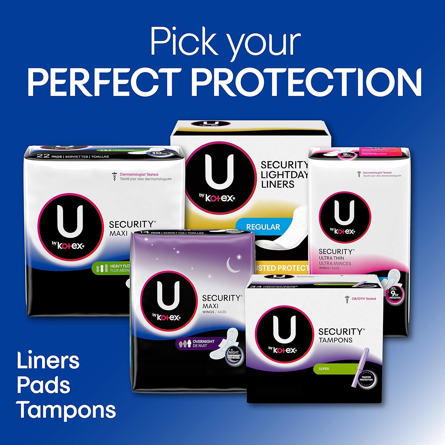U by Kotex Security Feminine Maxi Pad with Wings, Overnight, Extra Heavy, Unscented, 24 Count (2 Packs of 12) (Packaging May Vary): Health & Personal Care