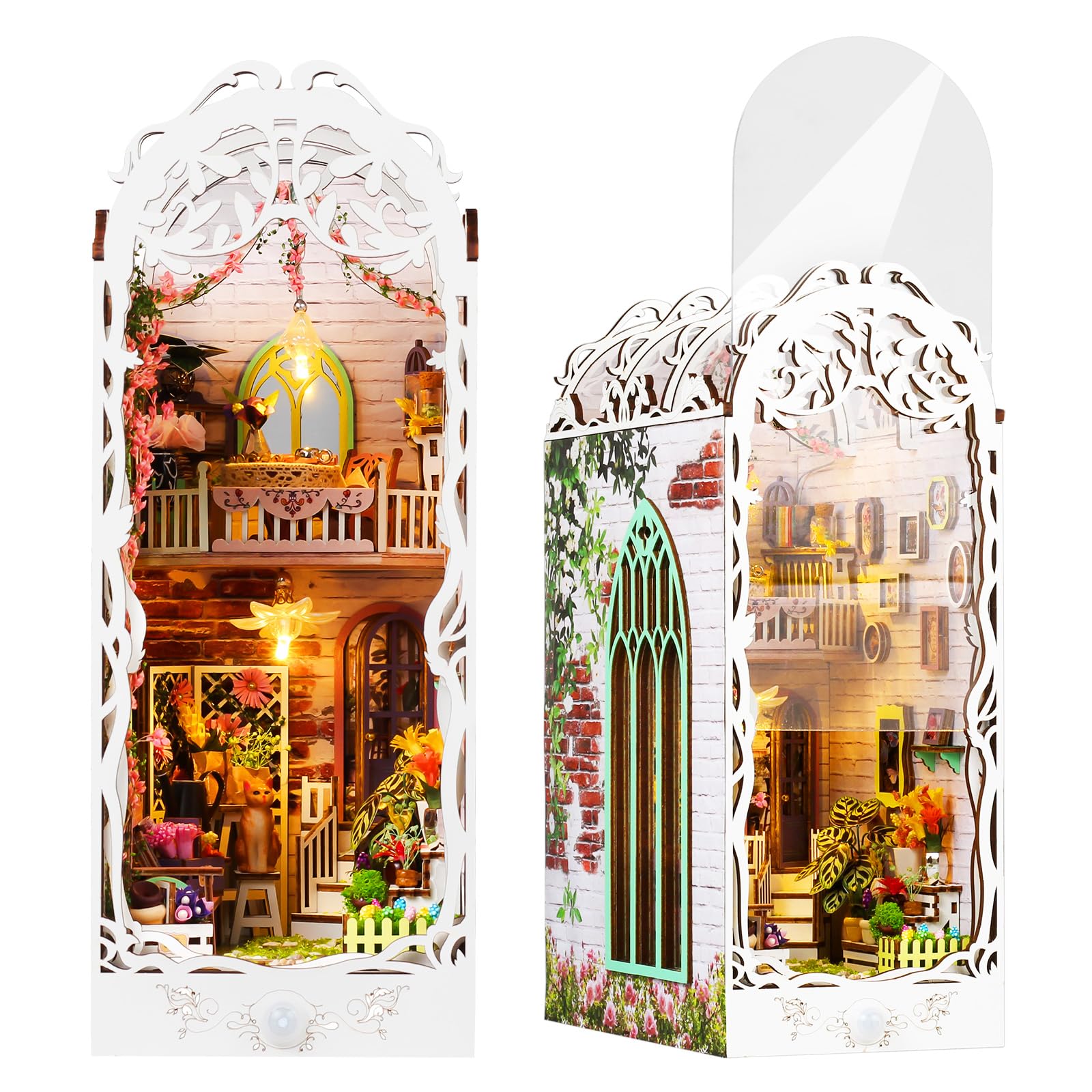 Lycidae Book Nook Kit, Gardenhouse DIY Dollhouse Booknook, Miniature Doll House, with LED Lights, 3D Wooden Puzzle Kit for 14+ Teens and Adults Building — image 1