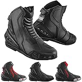 Hive Moto Motorcycle Leather Shoes for Men Anti-Slip Motorbike Protective Boots with Ankle Support CE Approved Non-Slip Rubber Sole