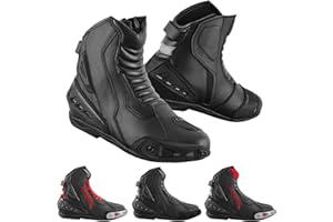 Hive Moto Motorcycle Leather Shoes for Men Anti-Slip Protective Boots with Ankle Support CE Approved Non-Slip Rubber Sole