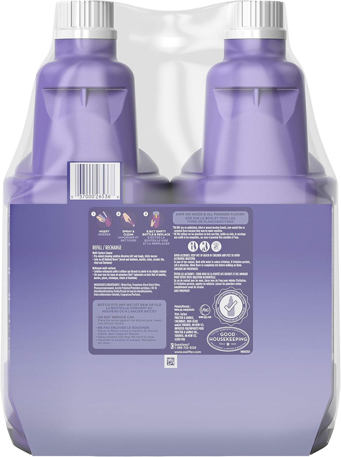 Swiffer WetJet Multi-Purpose Floor Cleaner Solution with Febreze Refill, Lavender Scent, 2 Pack of 42.2 fl oz Each: Health & Personal Care