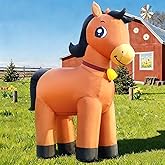DomKom 6FT Horse Inflatables Christmas Spring, Farm Ranch Blow up Animals Cute Clydesdale, Decorations Outdoor Yard Built-in LED Lights Big Large Decor Party Lawn Holiday Outside