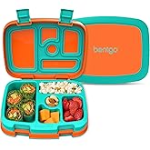 Bentgo Kids Bento-Style 5-Compartment Leak-Proof Lunch Box - Ideal Portion Sizes for Ages 3 to 7 - Durable, Drop-Proof, Dishwasher Safe, PFAS & BPA-Free & Made with Food-Safe Materials (Orange)