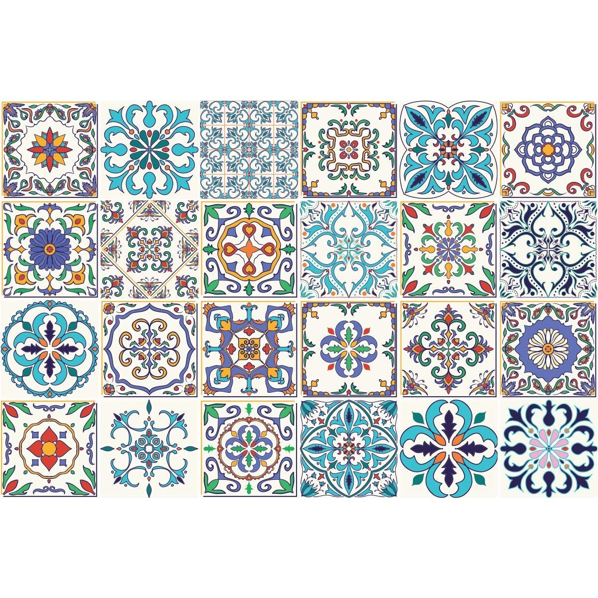 Ambiance Sticker Self-Adhesive Decorative Wall Decal Cement Tile for Bathroom and Kitchen Ornements Contemporain - Pack of 24 Stickers of 10 x 10 cm