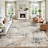 Lofus 8x10 Area Rug for Living Room, Gold Abstract Large Rugs with Non-Slip Backing, Neutral Modern Washable Carpet for Bedroom Dining Room Home Office Nursery Indoor