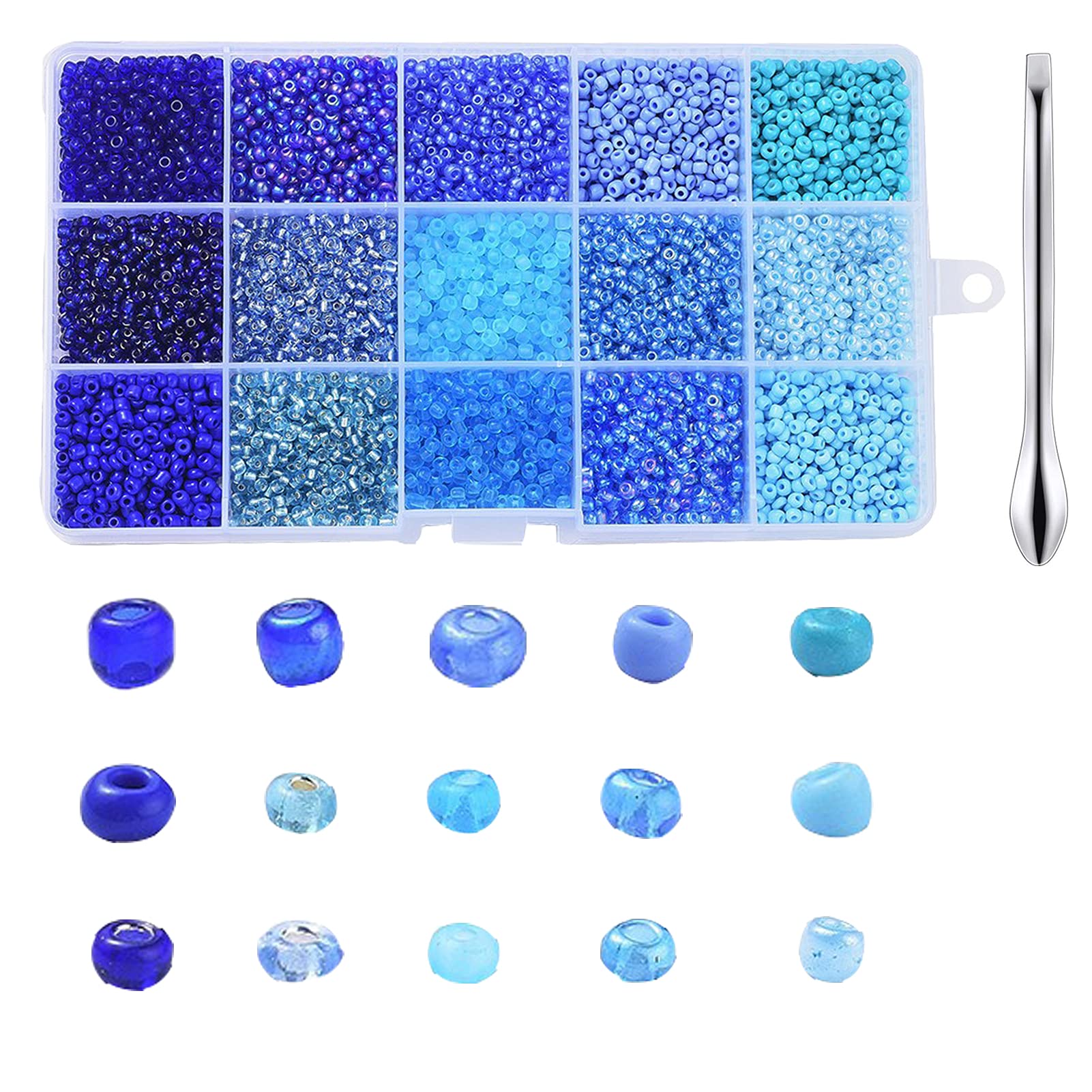 Gocelyn Glass Seed Beads of Random Shapes Blue Waist Mini Loose Beads for DIY Craft Jewelry Making Friendship Bracelet Making Summer Seaside Beading Weaving Clothes Decorations