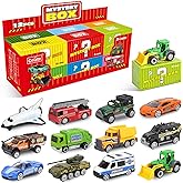 Oriate Diecast Metal Toy Car Set 12 Pack, Mini Vehicle Toy 1/64 Scale for Kids Play Cars, Twelve Theme Blind Box Edition Incl