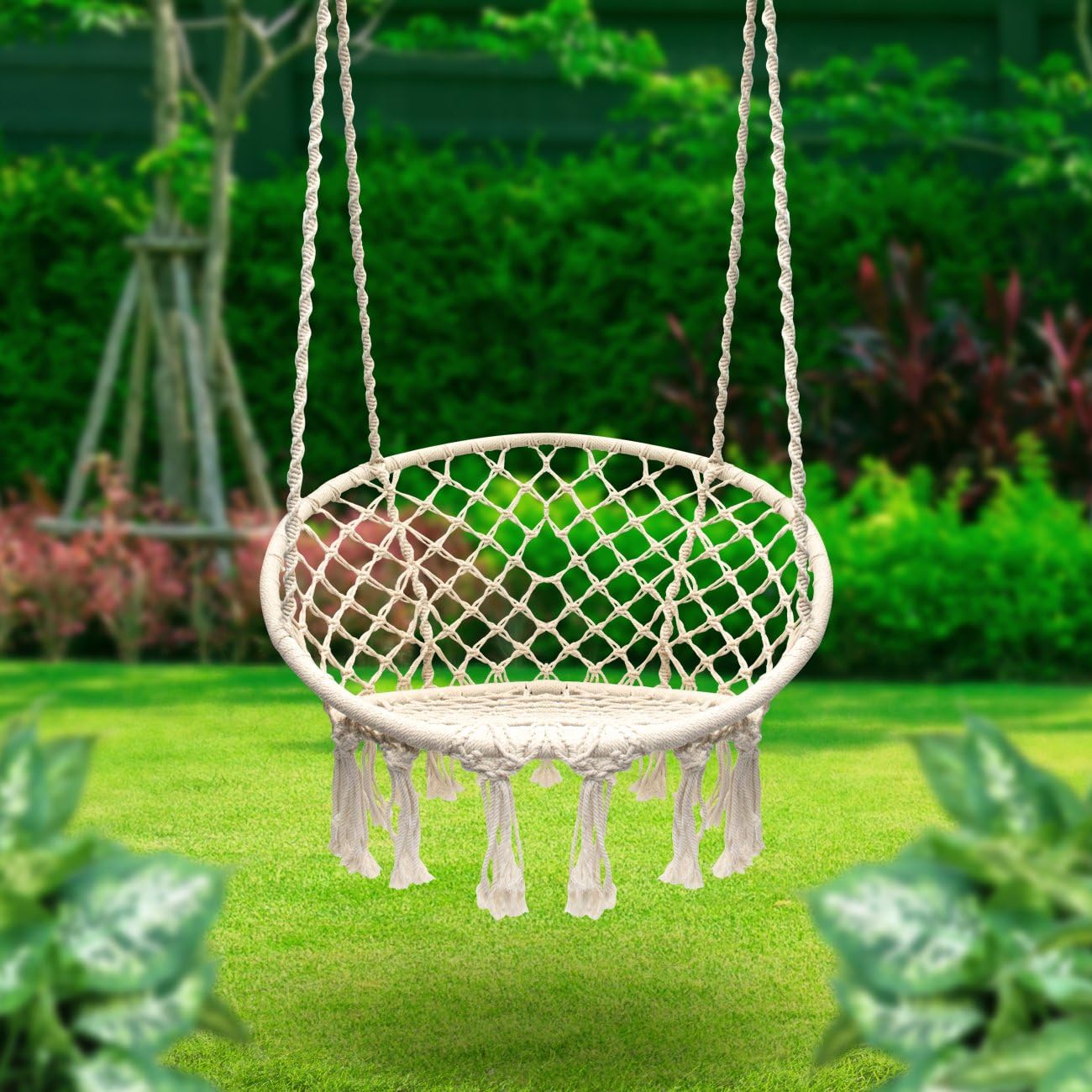 Sorbus Hammock Chair Macrame Swing, 265 Pound Capacity, Perfect for Indoor/Outdoor Home, Patio, Deck, Yard, Garden (Single Swing): Garden & Outdoor