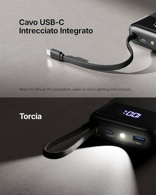 Power Bank, Piccolo 20000mAh 45W Ricarica Rapida Caricatore Portatile