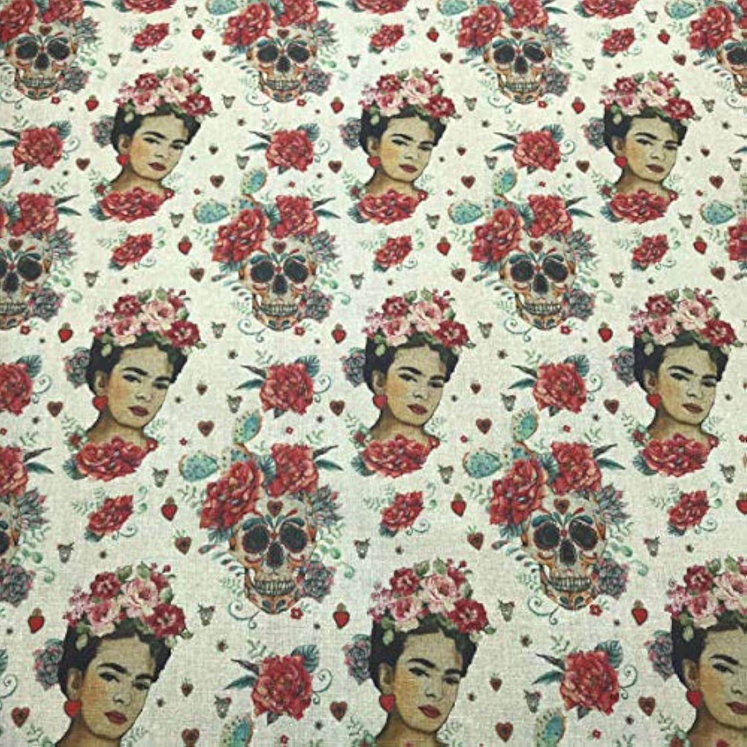 Kt KILOtela - Digital Print Canvas Fabric – Half Panama 100% Cotton – Fabric 100 cm Length x 280 cm Width | Frida and Catrinas – Culla ─ 1 Metre — image 1
