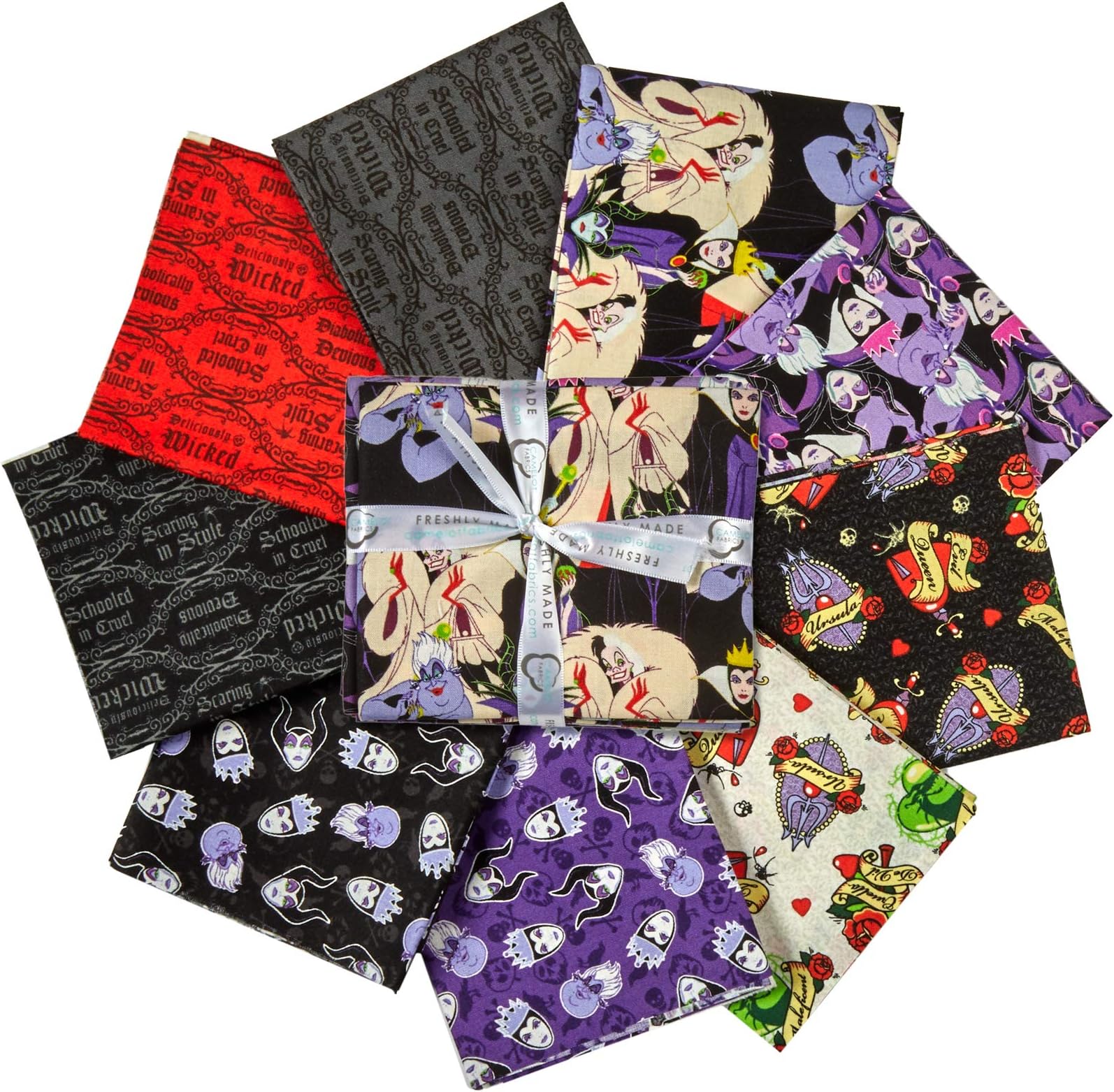 Disney Villains Diabolically Devious 18'' Fat Quarter Bundle Multi 9pcs.