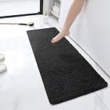 HITSLAM Shower Mat Non Slip 120x40 cm Drain Fast Dry PVC Loofah Black