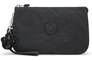 Kipling Womens Creativity Extra Large Wristlet, Versatile Cosmetics Kit, Lightweight Nylon Travel Organizer Pouch, Black Noir, Extra Large US