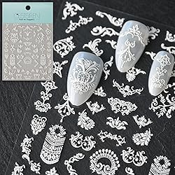 CESTSIREN Whtie Nail Stickers, Vintage Totem Nail