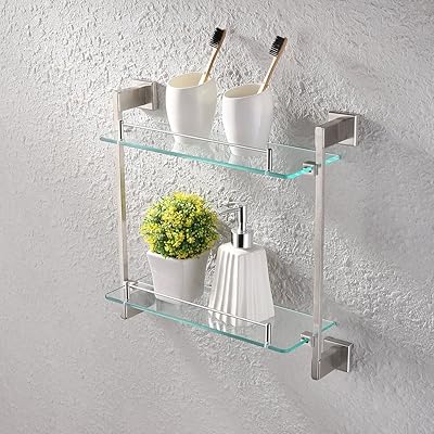 2-Tier Wall-Mounted Bathroom Glass Shelf