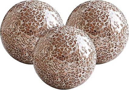 Gala Houseware Glass Decorative Balls Set Of 3 Glass Mosaic Sphere