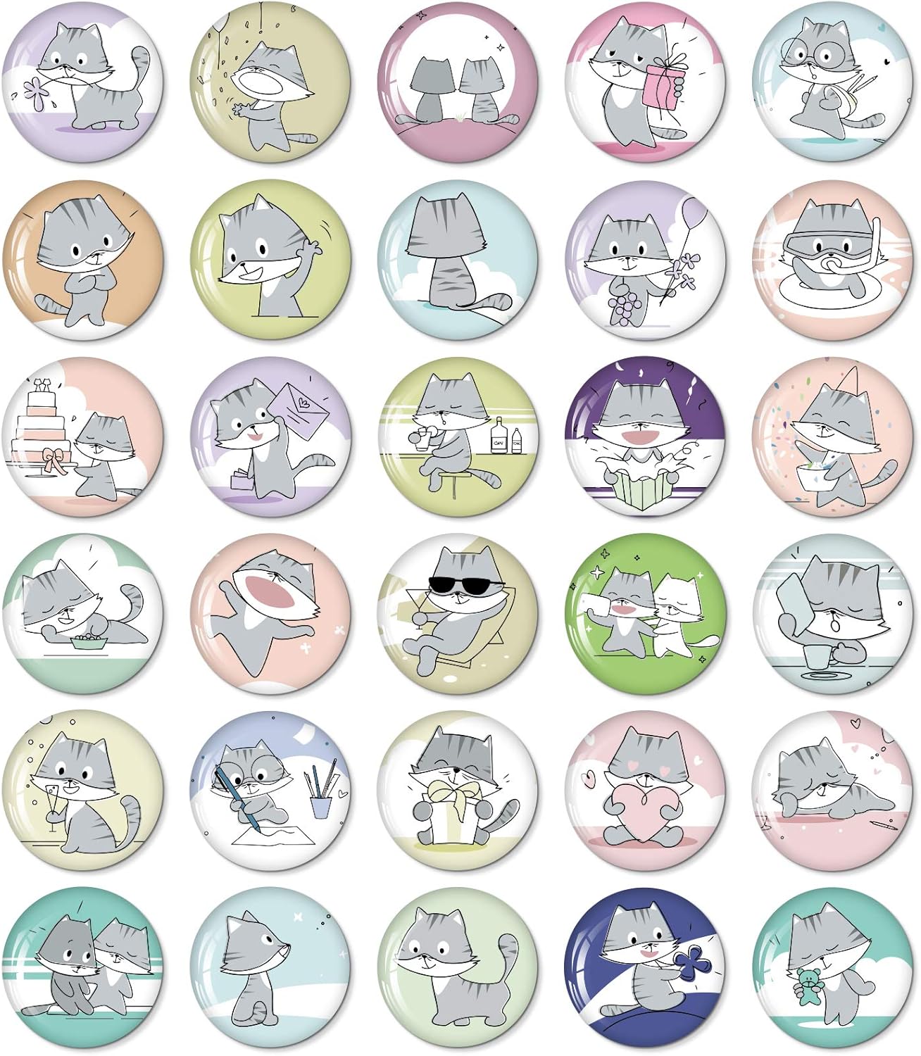 MORCART 30PCS Henry Cat Fridge Magnets for Locker Refrigerator Cute Magnets Kitchen School Cabinets Classroom Whiteboard Office Cubicle Magnetic Board Funny Decorative Magnets Gifts for Kids Adults