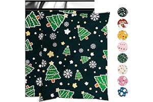 Jowlroel Christmas Poly Mailer 6x9 Inch 100 Pcs, Waterproof Shipping Bags for Clothing, Tear-Resistant Mailier, Strong Mailing With Self-Seal - Christmas Tree Printed