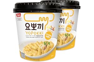 Yopokki Instant Tteokbokki Cup (Onion Butter, Cup of 2) Korean Street food with Onion Butter flavored sauce Topokki Rice Cake - Quick & Easy to Prepare
