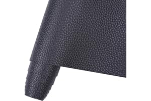 BUTARFE Soft Synthetic Fabric Material, Waterproof Marine Vinyl Faux Leather Sheets, 1.0mm Thick Upholstery Leather Durable Replacement for Car seat Furniture Sofa DIY (54inchX36inch,Black,Lichee Pattern)