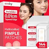 Sosky Pimple Patches for Face, FSA HSA Eligible Invisible Hydrocolloid Acne Patches, Zit Sticker for Face and Skin, Pimple Sticker for Covering Zits, Blemishes with Salicylic Acid 144 Count