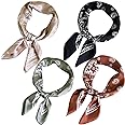 4pcs Silk Feeling Scarf Square Satin Head Scarf for Women Neck Hair Scarves Wraps Headscarf Hair Bandanas Night Sleeping Wrapping, 26.5×26.5 inches