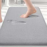 Smiry Memory Foam Bath Mat Rug 32x20, Extra Soft Absorbent Bathroom Rugs, Quick Dry Non Slip, Machine Washable Bath Carpet for Bathroom Floor, Tub, Shower, and Home Decor Accessories, Grey