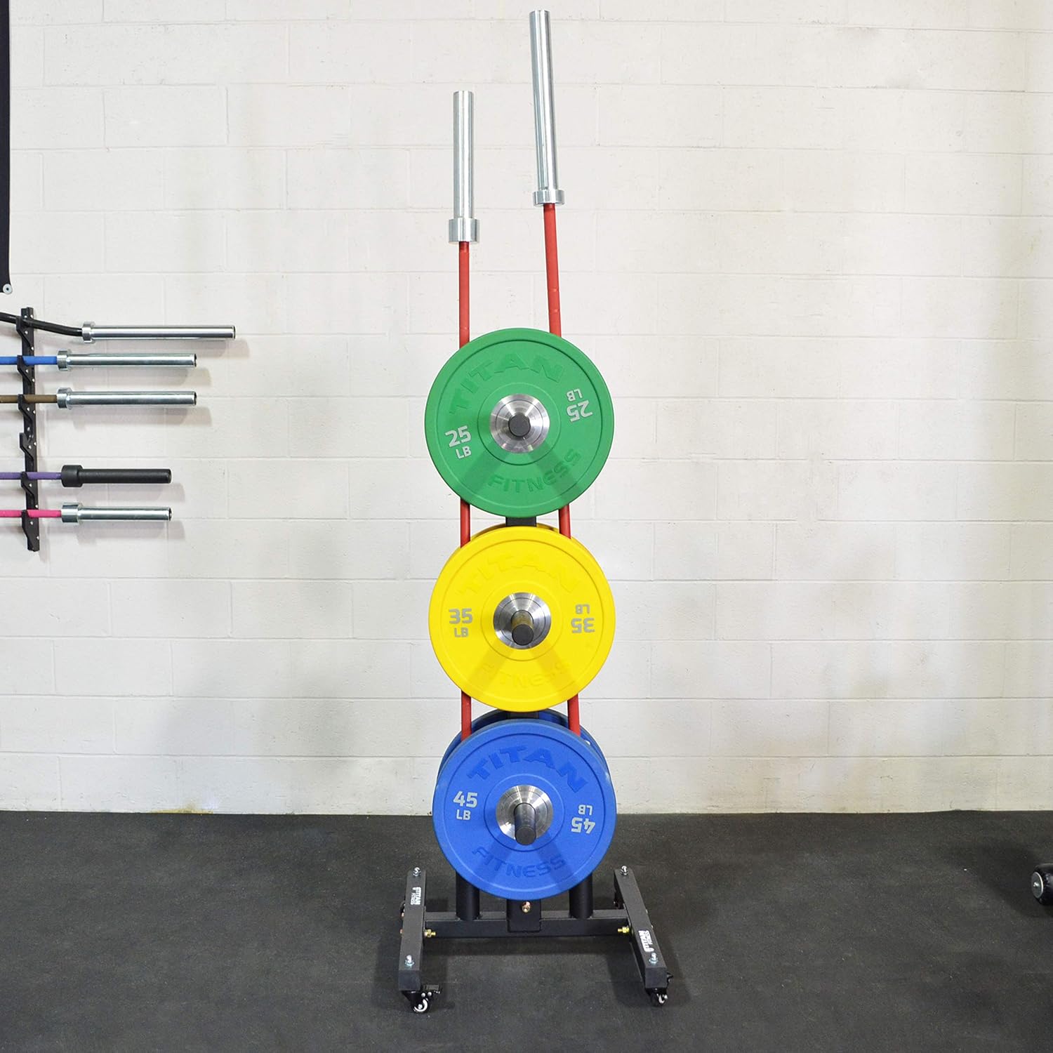 Titan Fitness Portable Plate & Barbell Storage Tree Plate Trees Sports