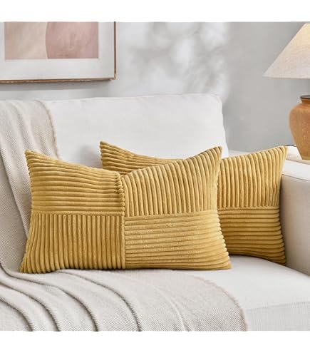 Farmhouse Lumbar Pillow Cover 12x20 - Yellow Dream Big Quote Pillowcase For Rustic Home Decor